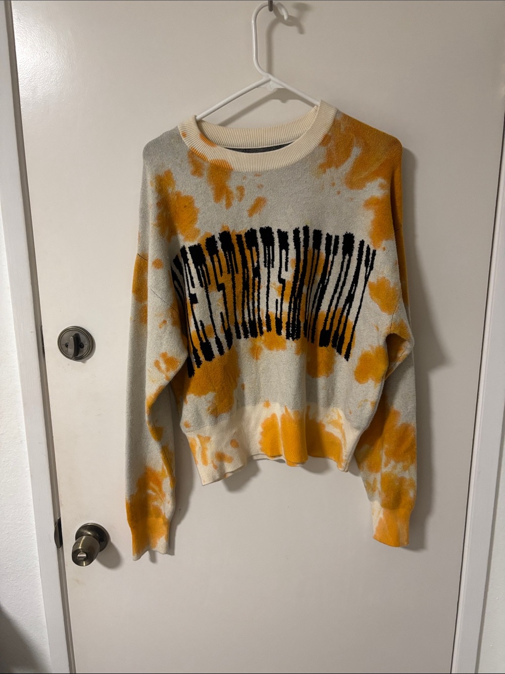 Diet Starts Monday- Tie-Dye Crewneck Sweater in Cream and Mustard